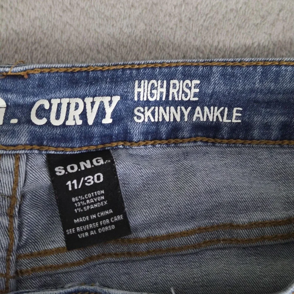 S.O.N.G. Jeans Juniors 11/30 Blue High Rise Curvy Skinny Ankle Stretch